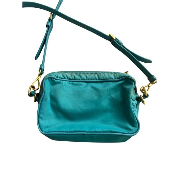 PRADA Testo Tessuto Turquoise Gold Nylon Small Camera Crossbody Bag - Picture 2 of 16